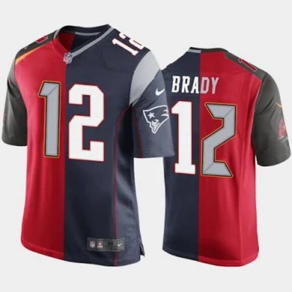 Men's Tom Brady Patriots and Buccaneer bucs split jersey - Picture 1 of 1